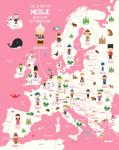 Beprikbare landkaart Europa voor kinderen meisjes roze 90x120 cm